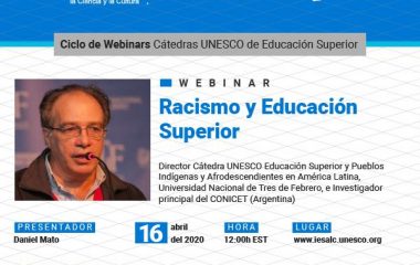 Webinar da Unesco/IELSAC discute racismo e educação superior no dia 16 de abril