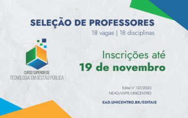 Tecnologia em Gestão Pública seleciona professores em 6 universidades estaduais